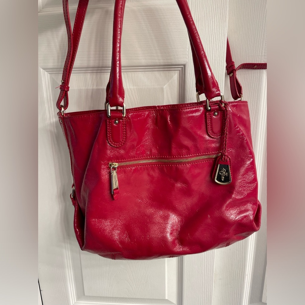 Cole Haan handbag, red patten leather